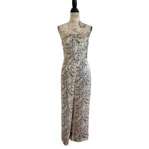 Reformation Snake Print Jumpsuit Wide Leg Size 10. 100% Silk.